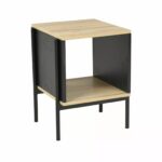 Tavolino Karina B in MDF rovere e metallo nero – 40x40x51 cm