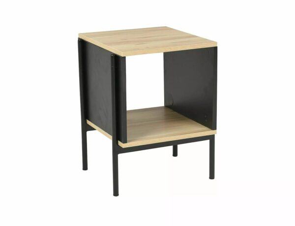 Tavolino Karina B in MDF rovere e metallo nero – 40x40x51 cm