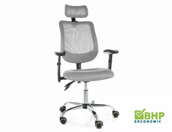 Sedia da ufficio Q-118R grigia e argento – 60x44x115 cm