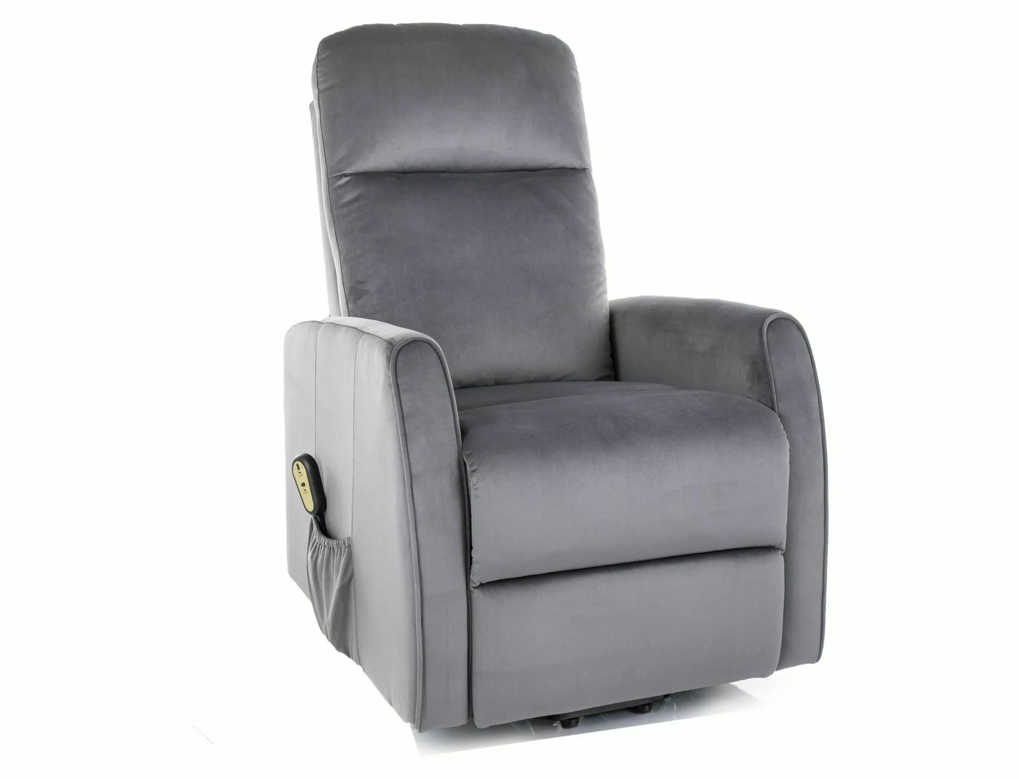 product-2179 Poltrona reclinabile elettrica Leto Velvet con funzione alzapersona – 68x90/165x107 cm – grigio - immagine 1