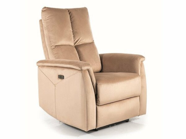 Poltrona relax Neptun Velvet in velluto beige – 76x94x96 cm