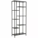 Libreria Costa A in metallo nero con ripiani in legno laminato nero – 70x30x178 cm