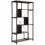 Libreria Net A in legno laminato noce scuro e metallo – 85x35x163 cm