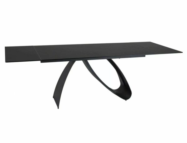 Tavolo Diuna Nero allungabile in vetro temperato e struttura in metallo nero opaco – 160/240x90x76 cm