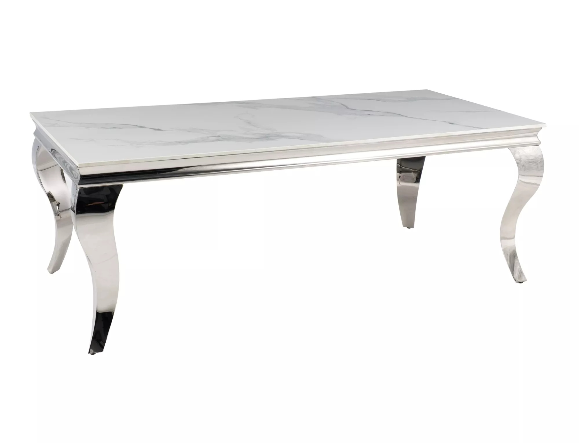 product-2574 Tavolino Prince A Ceramic in ceramica Calacatta e acciaio cromato – 120x60x45 cm - immagine 1