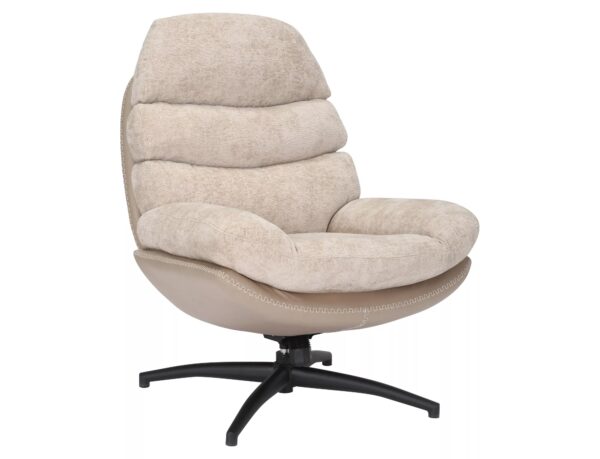 Poltrona Giselle in tessuto e pelle sintetica beige – 77x77x101 cm