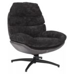 Poltrona Giselle in tessuto e pelle sintetica nera – 77x77x101 cm