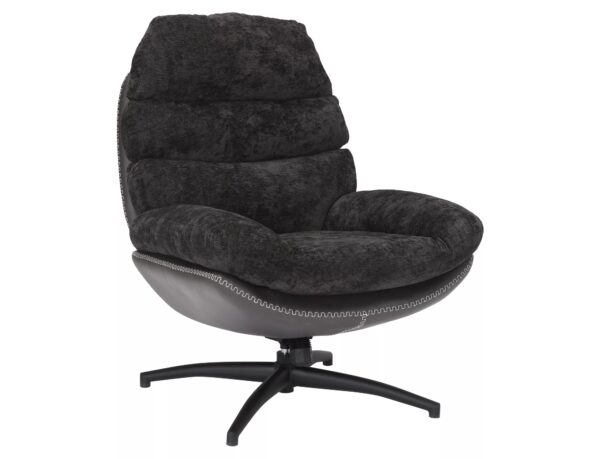 Poltrona Giselle in tessuto e pelle sintetica nera – 77x77x101 cm