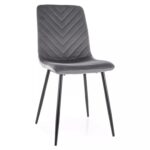 Sedia Daren Velvet in velluto grigio e struttura in metallo nero opaco – 45x39x91 cm