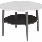 Tavolino rotondo Ella B bianco effetto marmo / nero opaco – Ø60 cm
