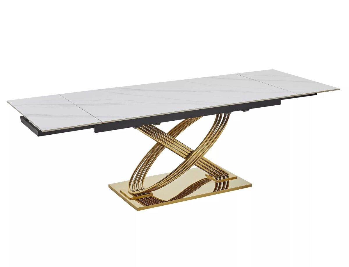 Tavolo Hermes II in ceramica bianco lucido effetto marmo – 160/240x90x75 cm - immagine 3