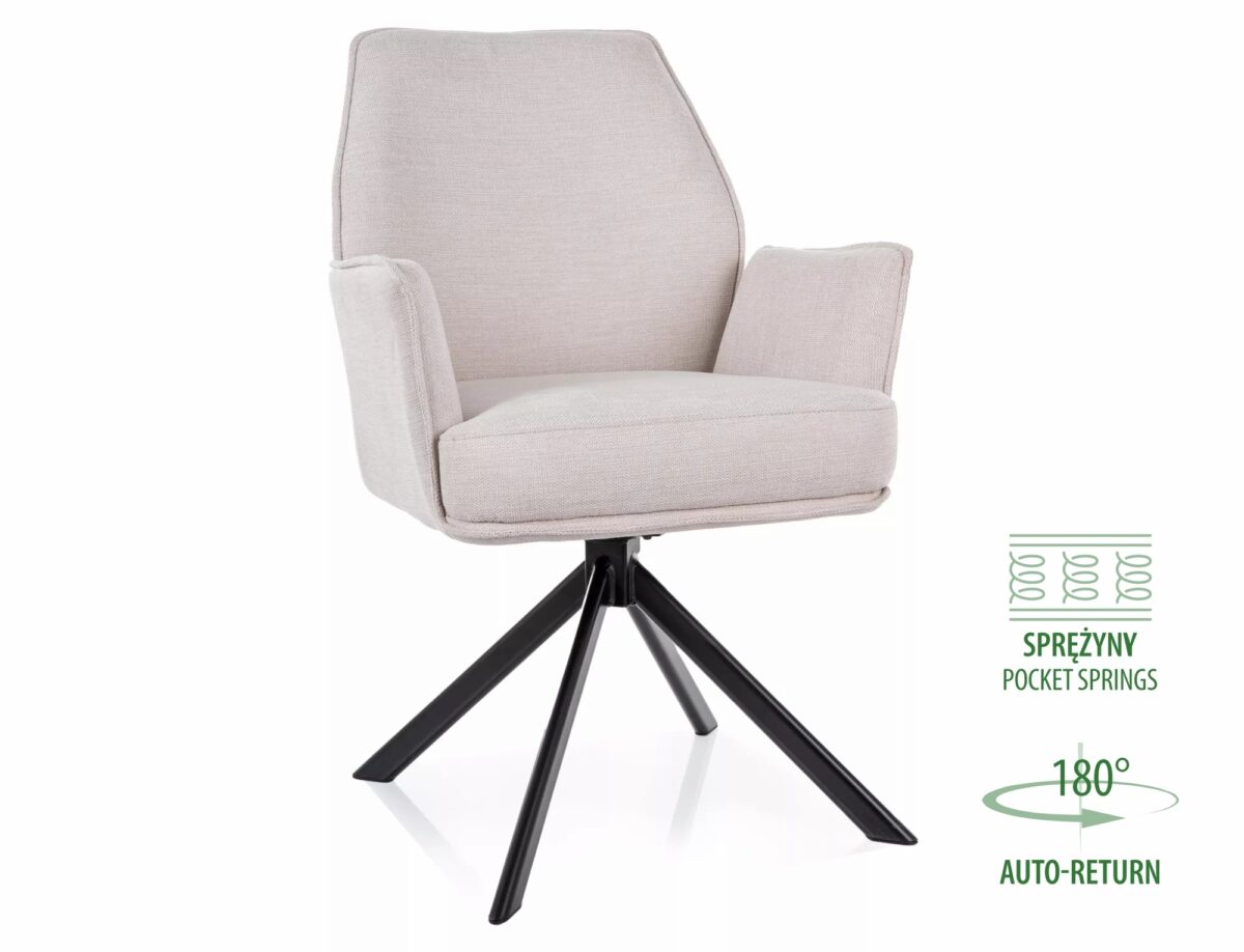Sedia Hugo Brego in tessuto beige chiaro caldo – 58x46x90 cm - immagine 4