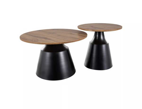 Set tavolini Itaka in MDF effetto rovere artisan – Ø70x40 cm