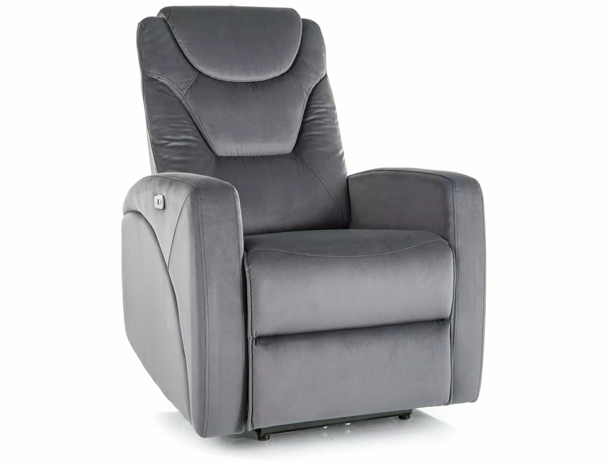 product-2863 Poltrona reclinabile elettrica Kronos Velvet con USB in velluto grigio – 94x79x107 cm - immagine 1