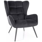 Poltrona Louis Velvet in velluto nero – 75x87x91 cm