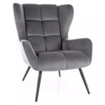 Poltrona Louis Velvet in velluto grigio – 75x87x91 cm