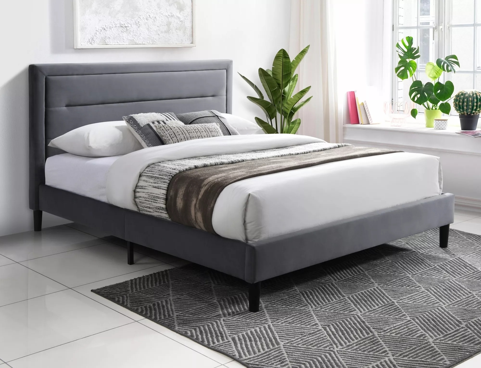 product-2881 Letto Malaga Velvet in velluto grigio – 160x200 cm - immagine 1