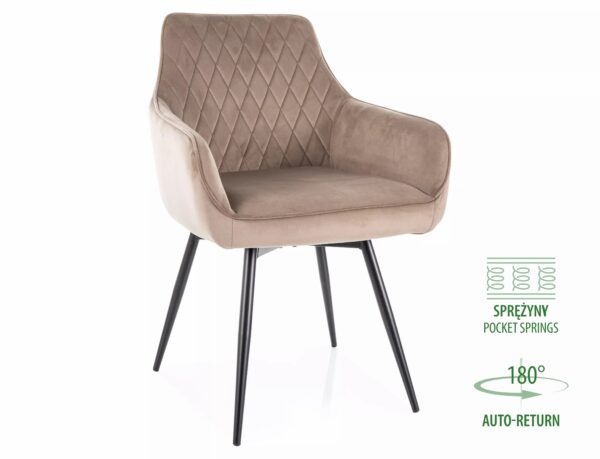 Sedia Marlo Velvet in velluto beige scuro – 55x45x88 cm