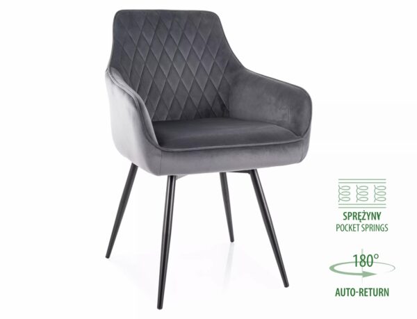 Sedia Marlo Velvet in velluto grigio – 55x45x88 cm