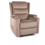 Poltrona reclinabile Minos Velvet – beige scuro