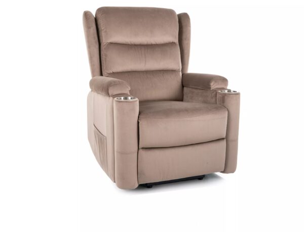 Poltrona reclinabile Minos Velvet – beige scuro