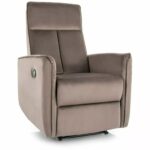 Poltrona reclinabile Nikos in velluto cappuccino – 72x86/159x105 cm