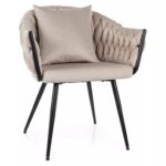 Sedia Nuvo Velvet in velluto beige chiaro – 62x47x86 cm