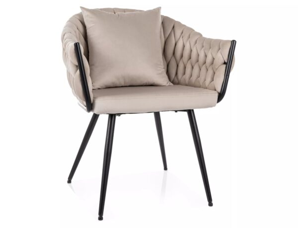 Sedia Nuvo Velvet in velluto beige chiaro – 62x47x86 cm