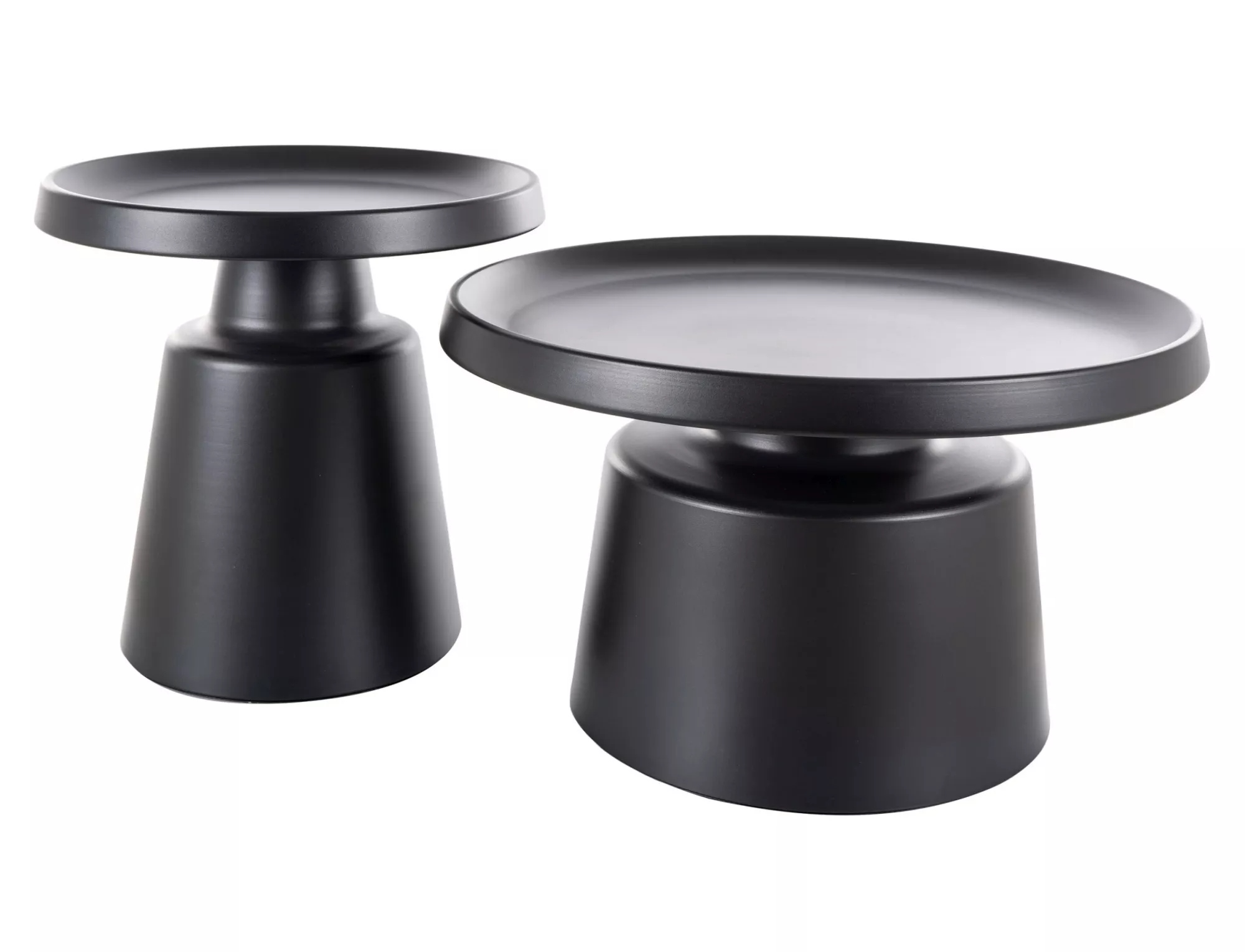 product-2994 Set tavolini Rodos in metallo nero opaco – Ø70/50 cm - immagine 1