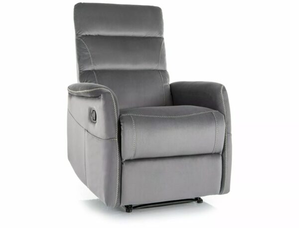 Poltrona reclinabile Solon M Velvet in velluto grigio – 74x86-162x106 cm
