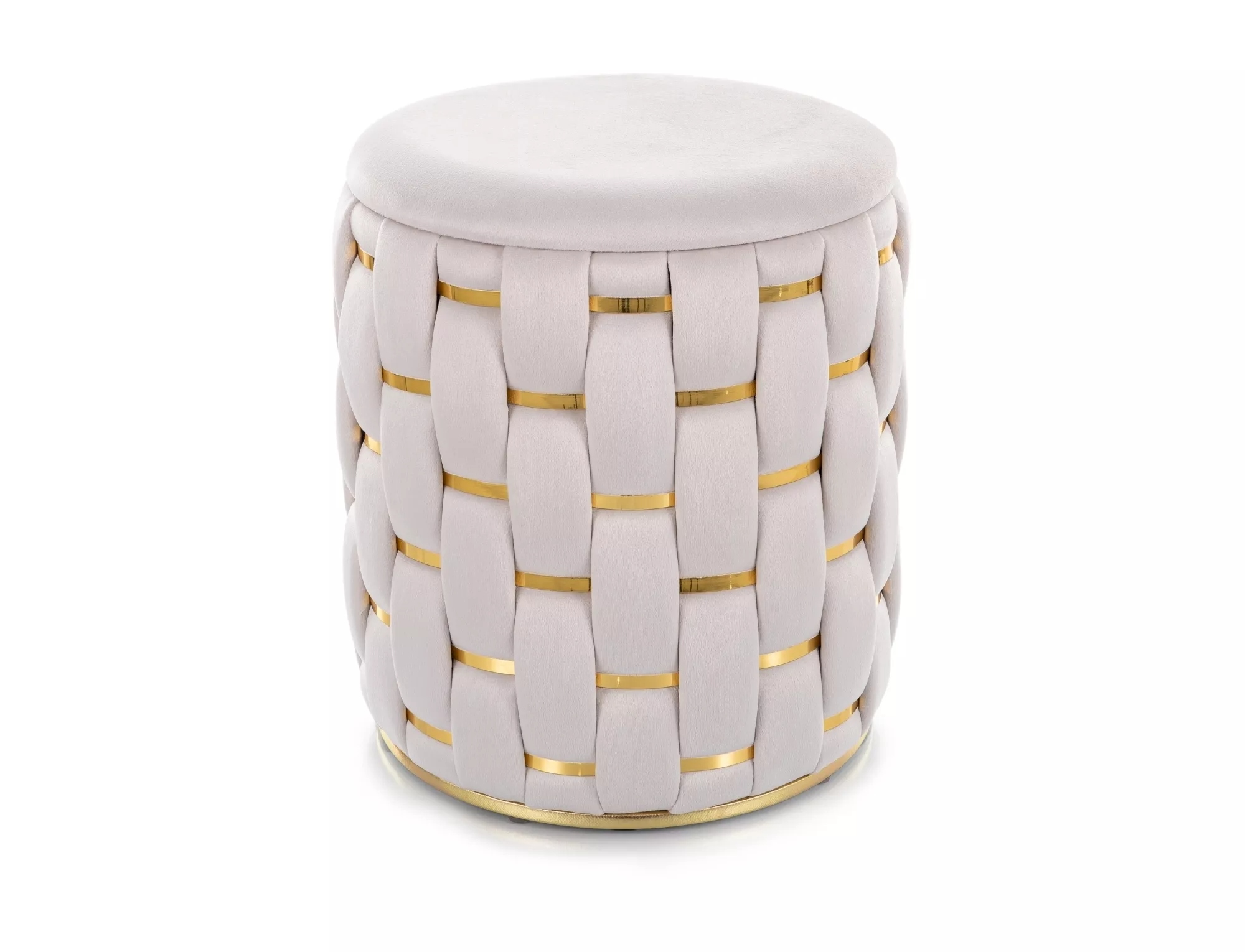 product-3023 Pouf Tiara Velvet con contenitore in velluto beige chiaro – Ø37x42 cm - immagine 1