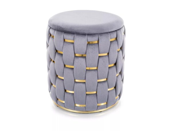 Pouf Tiara Velvet con contenitore in velluto grigio – Ø37x42 cm
