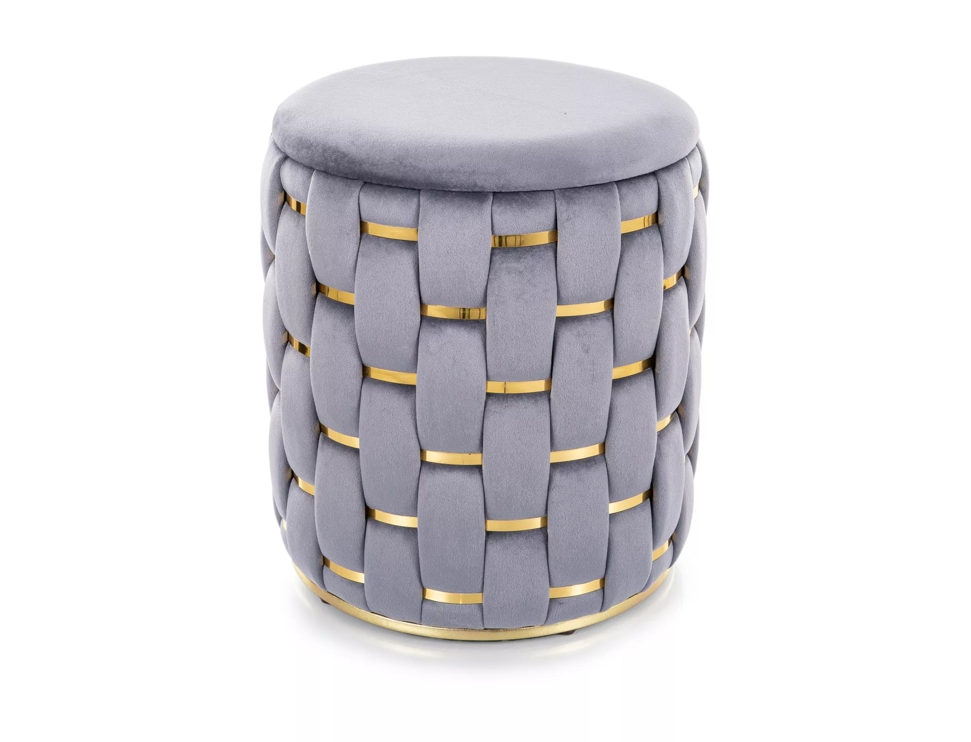 product-3024 Pouf Tiara Velvet con contenitore in velluto grigio – Ø37x42 cm - immagine 1