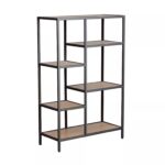 Libreria Costa B in finitura rovere con struttura in metallo nero opaco – 70x30x109 cm