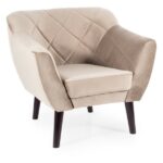 Poltrona Karo 1 Velvet in velluto beige scuro con gambe color wengé – 78x75x76 cm