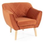 Poltrona Karo 1 Velvet in velluto color cannella con gambe in legno naturale – 78x75x76 cm