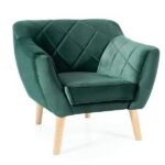 Poltrona Karo 1 Velvet in velluto verde con gambe in legno naturale – 78x75x76 cm