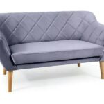 Divano Karo 2 Velvet in velluto grigio con gambe in legno naturale – 140x75x76 cm