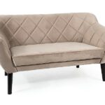 Divano Karo 2 Velvet in velluto beige scuro con gambe color wengé – 140x75x76 cm