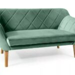 Divano Karo 2 Velvet in velluto verde con gambe in legno naturale – 140x75x76 cm