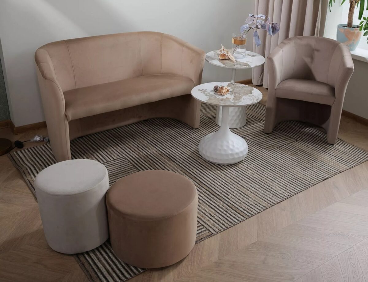 Poltrona TM-1 Velvet in velluto beige scuro – 67x60x76 cm - immagine 6
