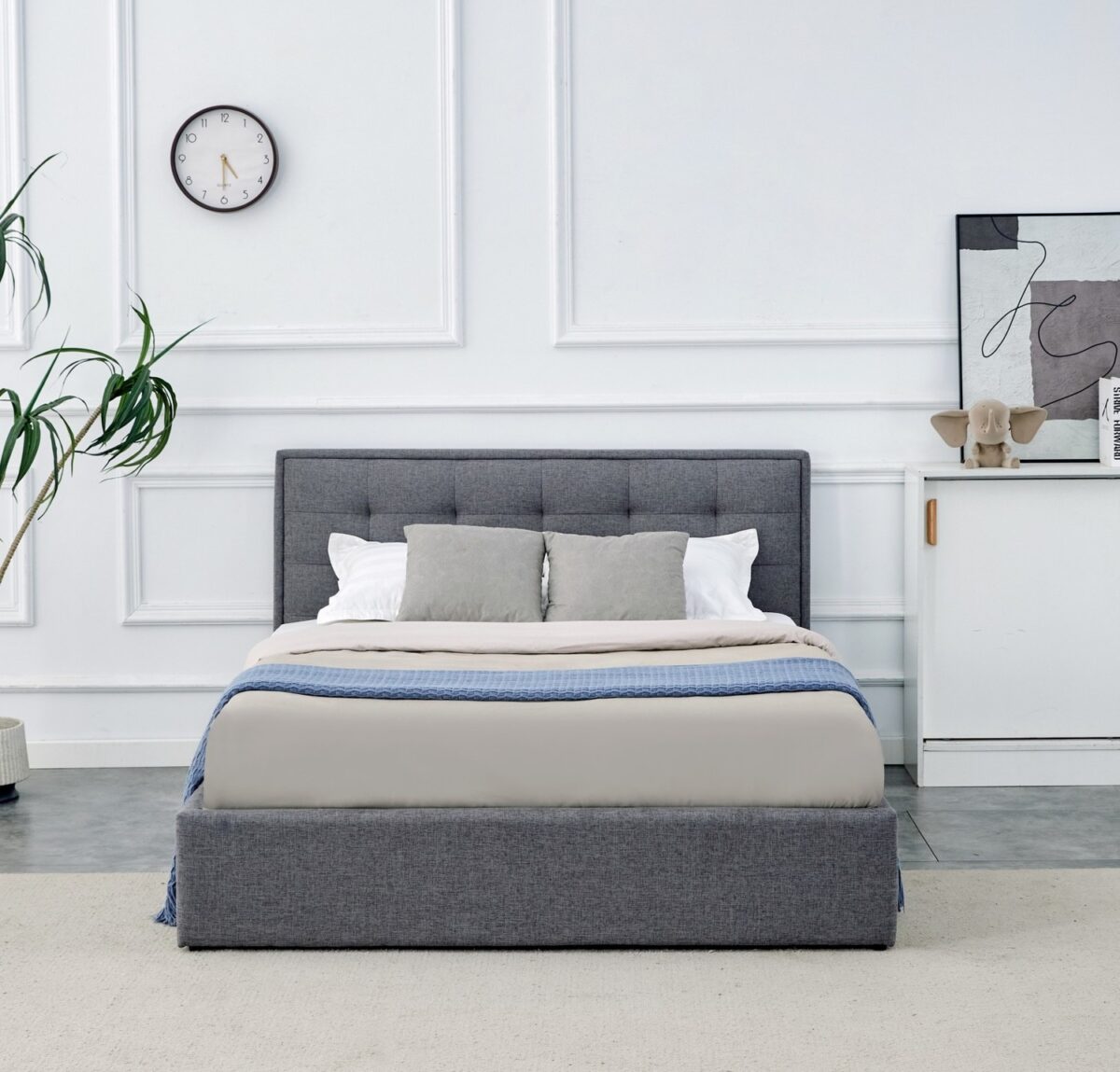 Letto PADVA 140 con contenitore in tessuto grigio – 140x200 cm - immagine 3