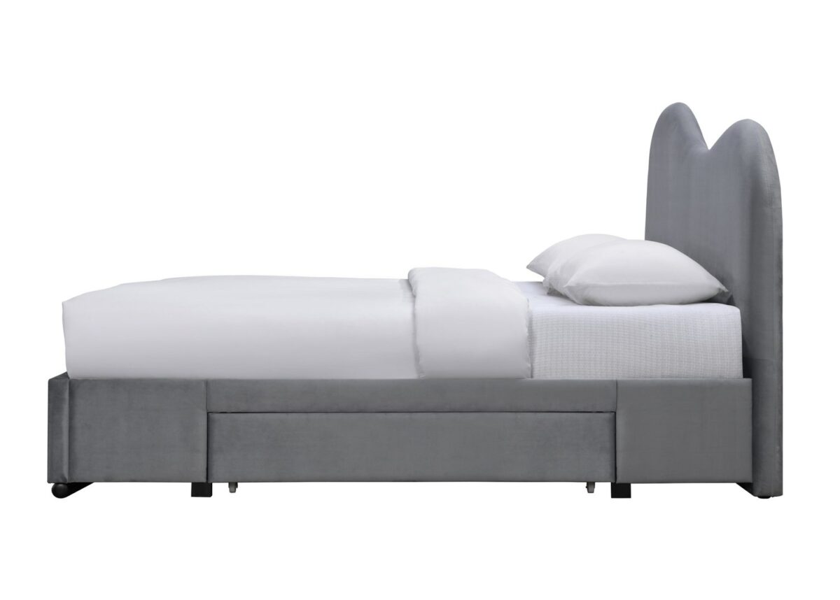 AMBER 160 letto matrimoniale con cassetti in velluto grigio chiaro - immagine 2