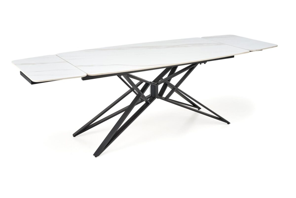 ALFREDO tavolo allungabile con piano effetto marmo bianco e struttura nera - immagine 4