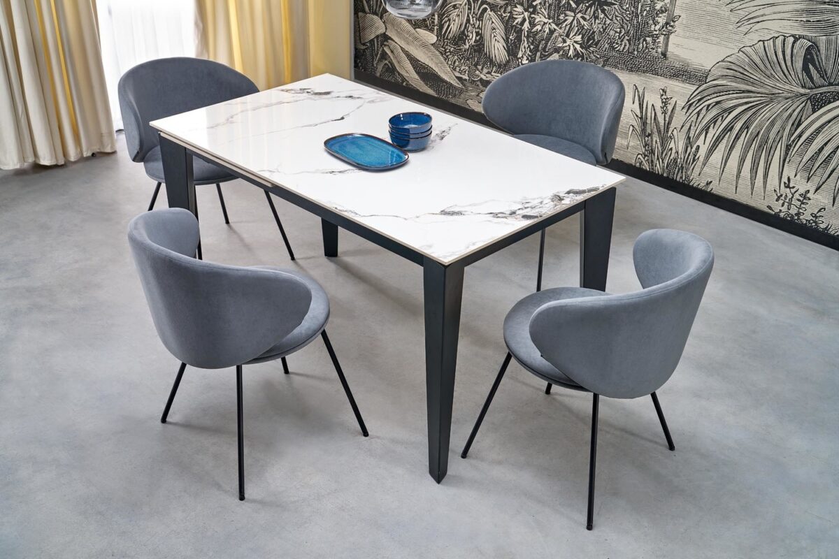 Tavolo Felix allungabile effetto marmo bianco e nero – 141-201x81x76 cm - immagine 3