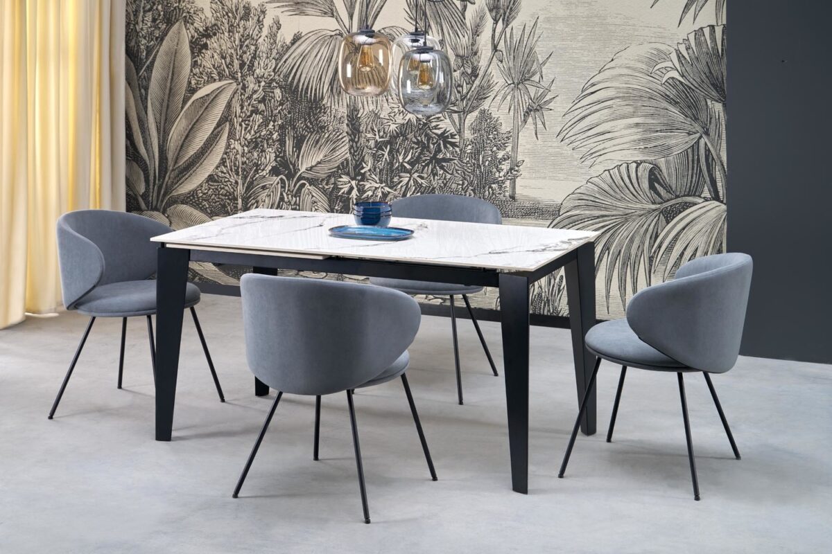 Tavolo Felix allungabile effetto marmo bianco e nero – 141-201x81x76 cm - immagine 2