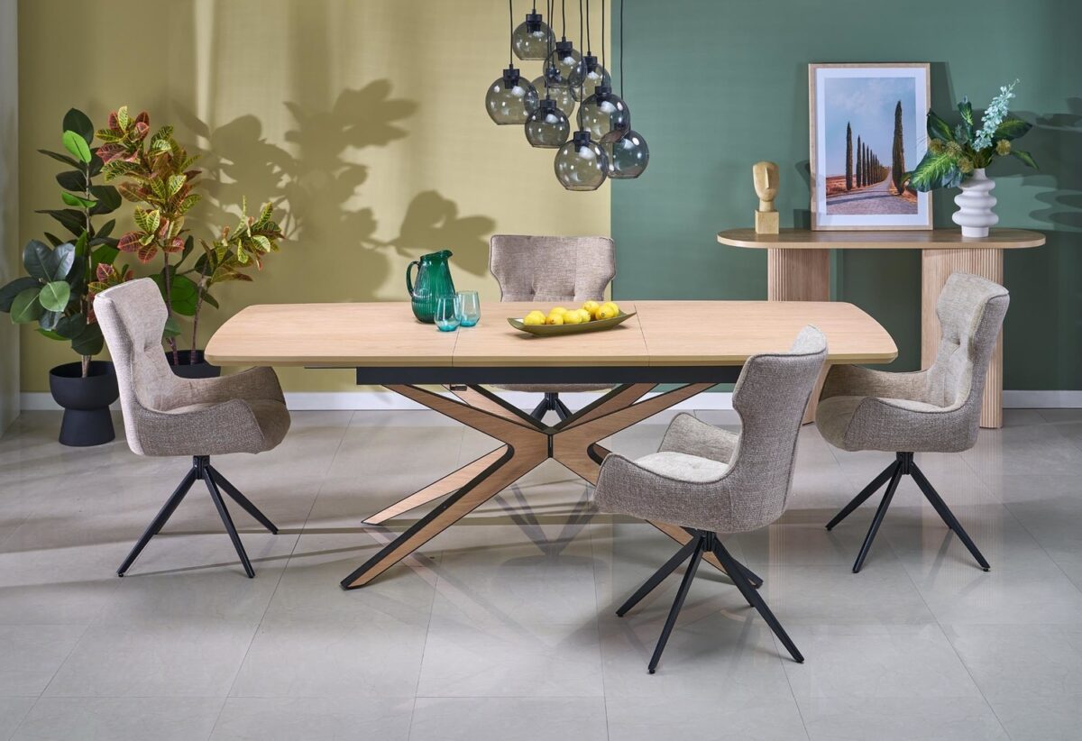 Tavolo James allungabile in finitura naturale e nero – 160-220x90x76 cm - immagine 2