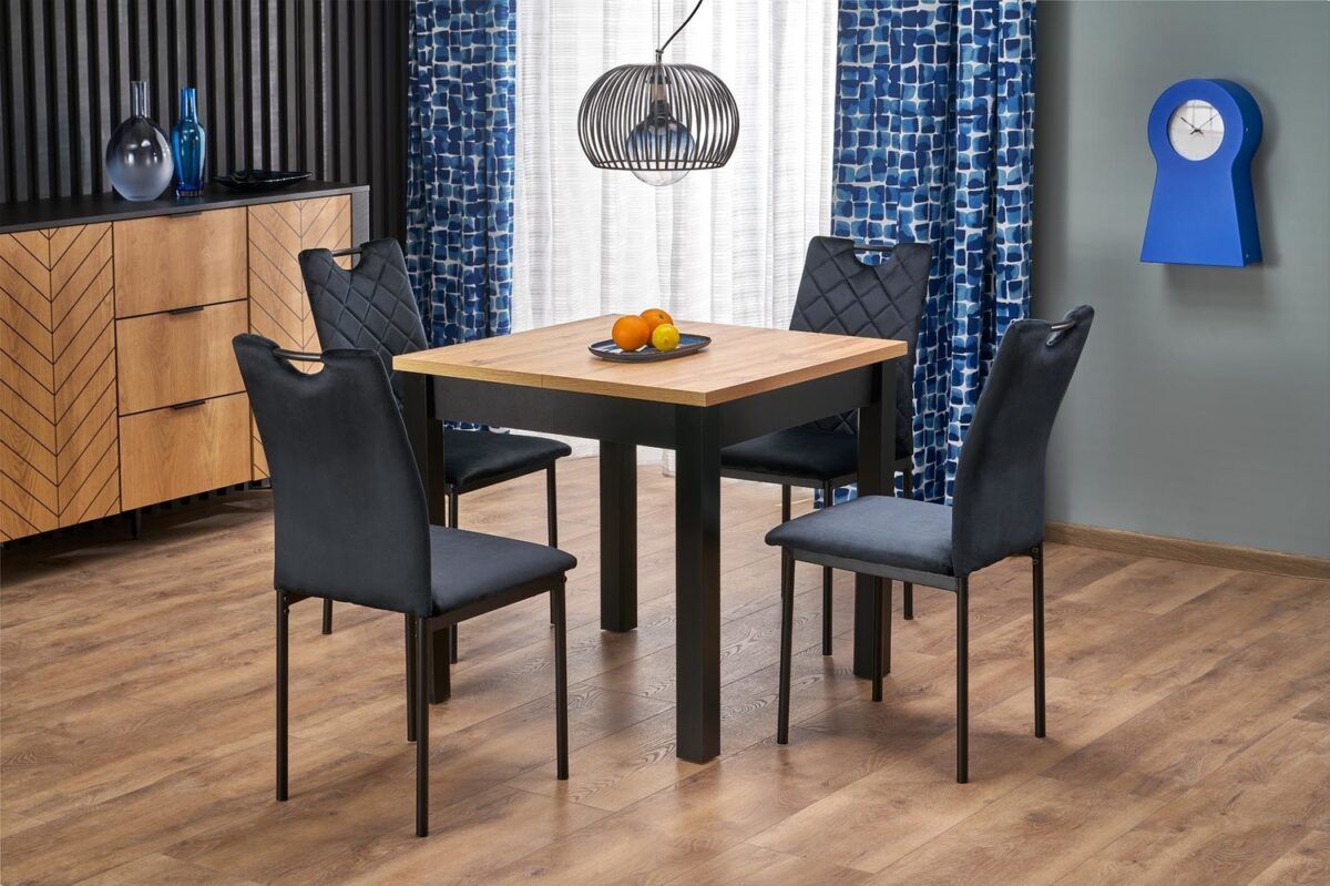 Tavolo Qubik allungabile in rovere Artisan e nero – 80-200x80x76 cm - immagine 2