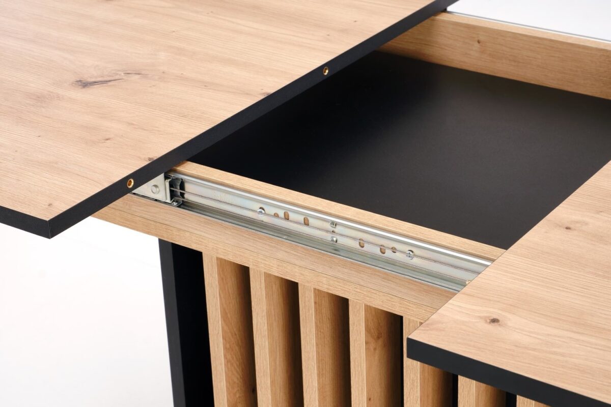 Tavolo allungabile Wilson in rovere artisan e nero – 120-158x77x77 cm - immagine 12