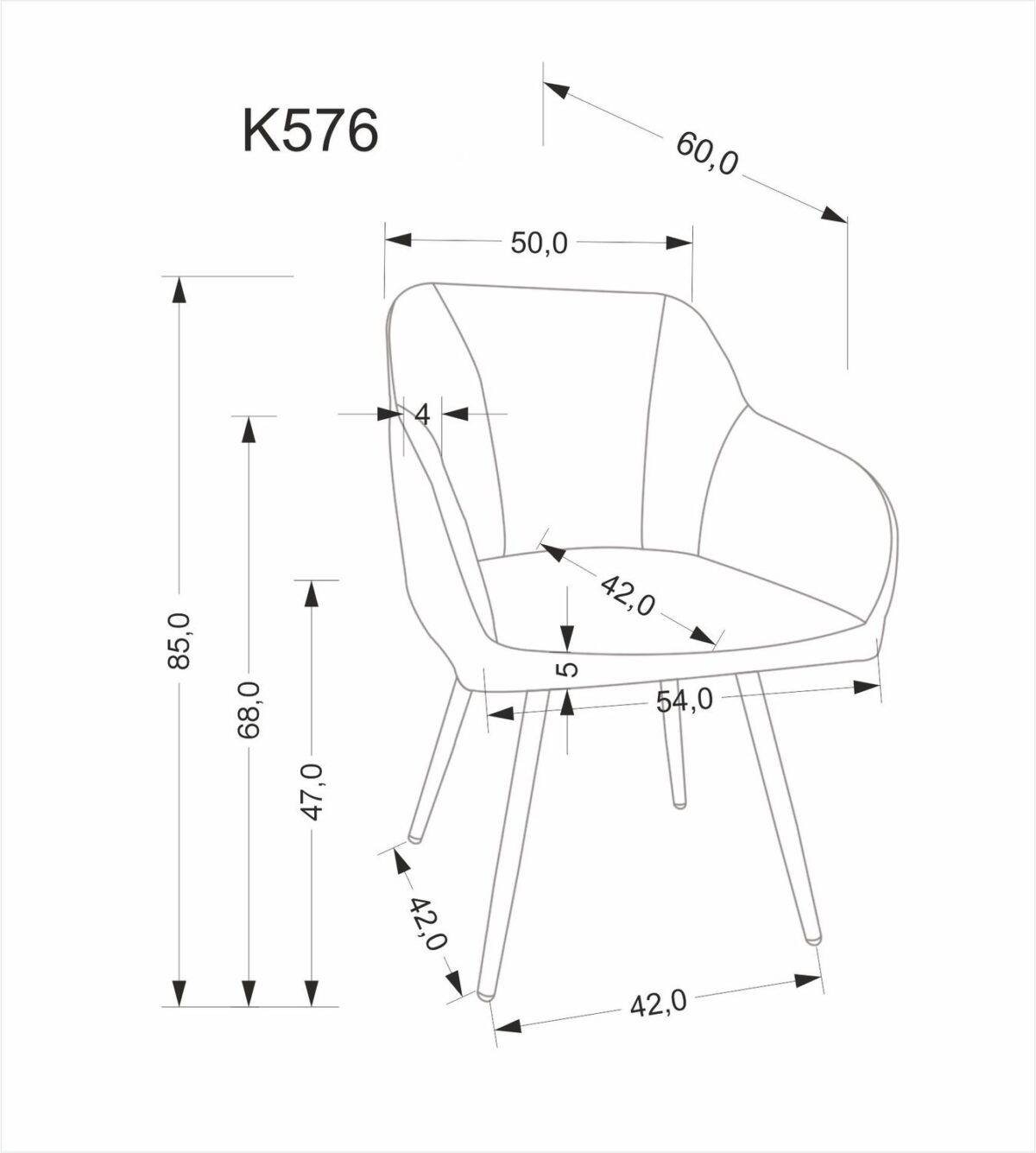 Sedia K576 in tessuto grigio chiaro – 54x60x85 cm - immagine 11
